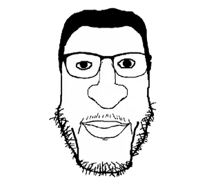 markiplier soyjak, carbjak, ear, glasses, hair, head, looking at you, no body, stubble, transparent background