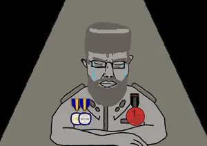 chudjak, chudjak front, award, badge, beard, clothes, communism, crying, glasses, hat