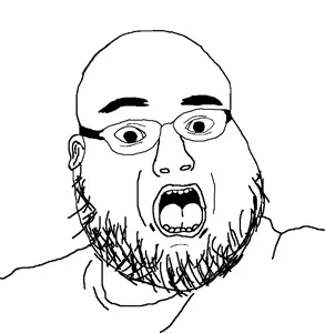 fatjak, fatjak 2, beard, ear, fat, glasses, looking at you, open mouth, soyjak
