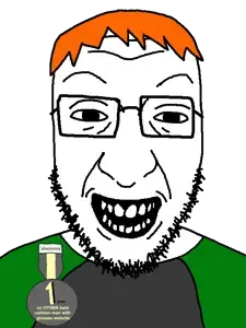 SoyBooru.com - 143468 - crim award badge clothes glasses nate red_shirt smile soyjak soyteen stubble teeth variant_crimjak white_skin yellow_hair (1).png