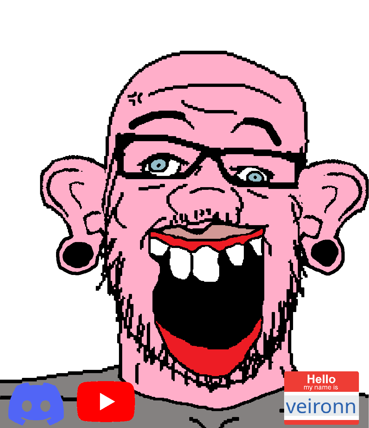 kurwa bobr, sheeeit, a24 slowburn soyjak, kurwa24, anger mark, big ears, blue eyes, clothes, crooked teeth, crossed eyes