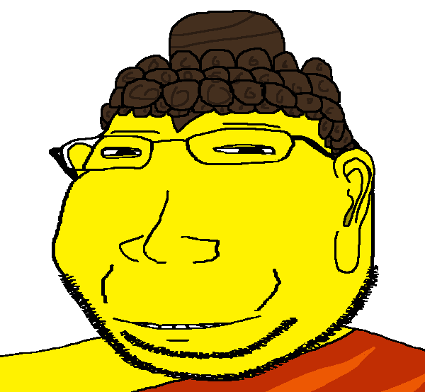 gapejak, massjak, wholesome soyjak, asian, brown hair, buddha, buddhism, china, closed mouth, curly hair
