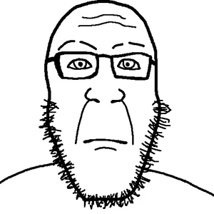 unknown, body, closed mouth, diddy ahh blvd 💀💀💀, eyebrows, eyes, forehead lines, glasses, head, soyjak