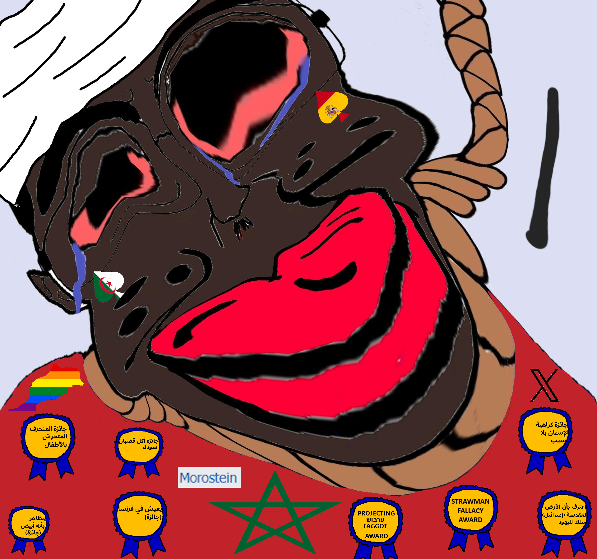 chudjak, chudjak front, jartycuck, patrick, jartycuck, slopjak, arabic text, award, bloodshot eyes, crying