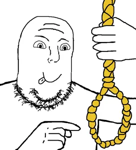 norwegian, flubbert, happy, holding object, noose, pointing, pointing at object, rope, stubble, tongue