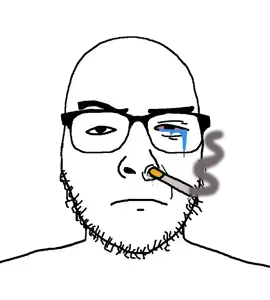 uncjak, cigarette, frown, glasses, red eyes, smoke, smoking, stubble