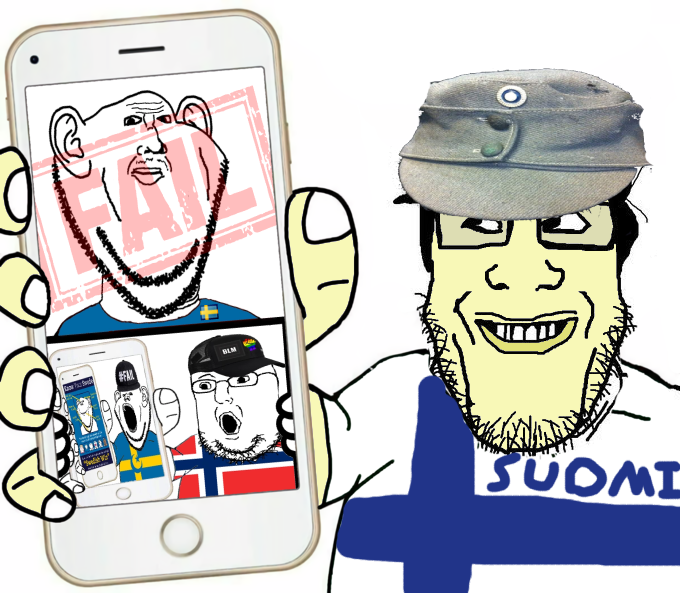 impish soyak ears, markiplier soyjak, norwegian, phoneplier vertical, showing phone, arm, black lives matter, cap, clothes, country