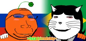 gapejak, massjak, massmeowjak, wholesome soyjak, no more brother wars, animal, anthro, black hair, bloodshot eyes, blue glasses