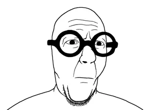 slatejak, bald, closed mouth, glasses, neutral, soyjak, stubble, transparent background