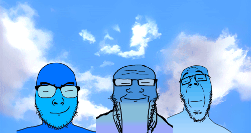 jazzson, markiplier soyjak, uncjak, calm, /calm/, 3soyjaks, animated, bald, blue, blue skin