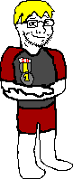 nate higgers, soyak, natejak, arm, badge, blonde hair, closed mouth, clothes, crossed arms, full body