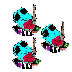femquote, chudjak, jartycuck, patrick, 3dgifmaker, ack, animated, award, big lips, blue skin
