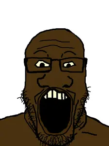 markiplier soyjak, bald, big nose, black skin, glasses, lips, nigger, nose, open mouth, soyjak