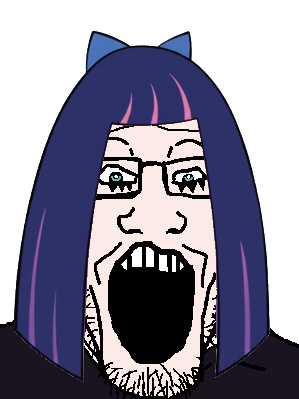 markiplier soyjak, blue eyes, bow, eyelashes, glasses, hair, long hair, looking at you, makeup, open mouth