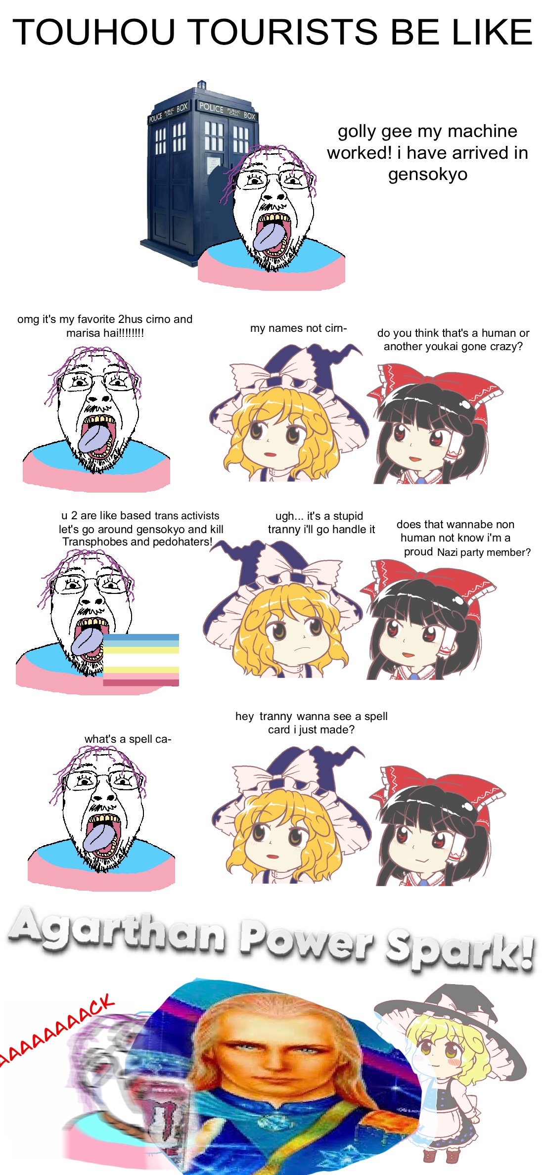 marisa kirisame, reimu hakurei, bernd, ack, agartha, anime, female, gyate gyate, hanging, minor attracted person