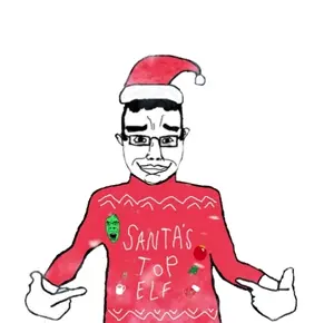 chudjak, cobson, shirtjak, chudjak front, animated, christmas, closed mouth, clothes, ear, eyebrows