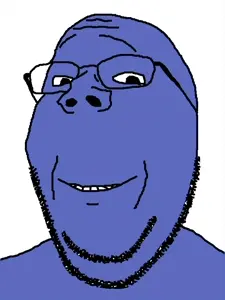 gapejak, bald, blue skin, glasses, robro, smile, stubble, wrinkles