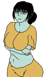 squidward tentacles, soyak, soygirl, femjak, foidjaks, arm, breasts, closed mouth, clothes, crossed arms