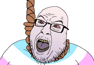 hilbert soyjak, angry, bloodshot eyes, dead, glasses, hanging, open mouth, rope, soyjak, stubble