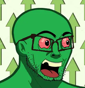 nujak, /biz/, arrow, glasses, green, green skin, open mouth, red eyes, soyjak, stubble