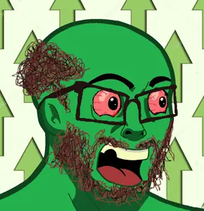 nujak, /biz/, arrow, glasses, green, green skin, hair, open mouth, red eyes, soyjak