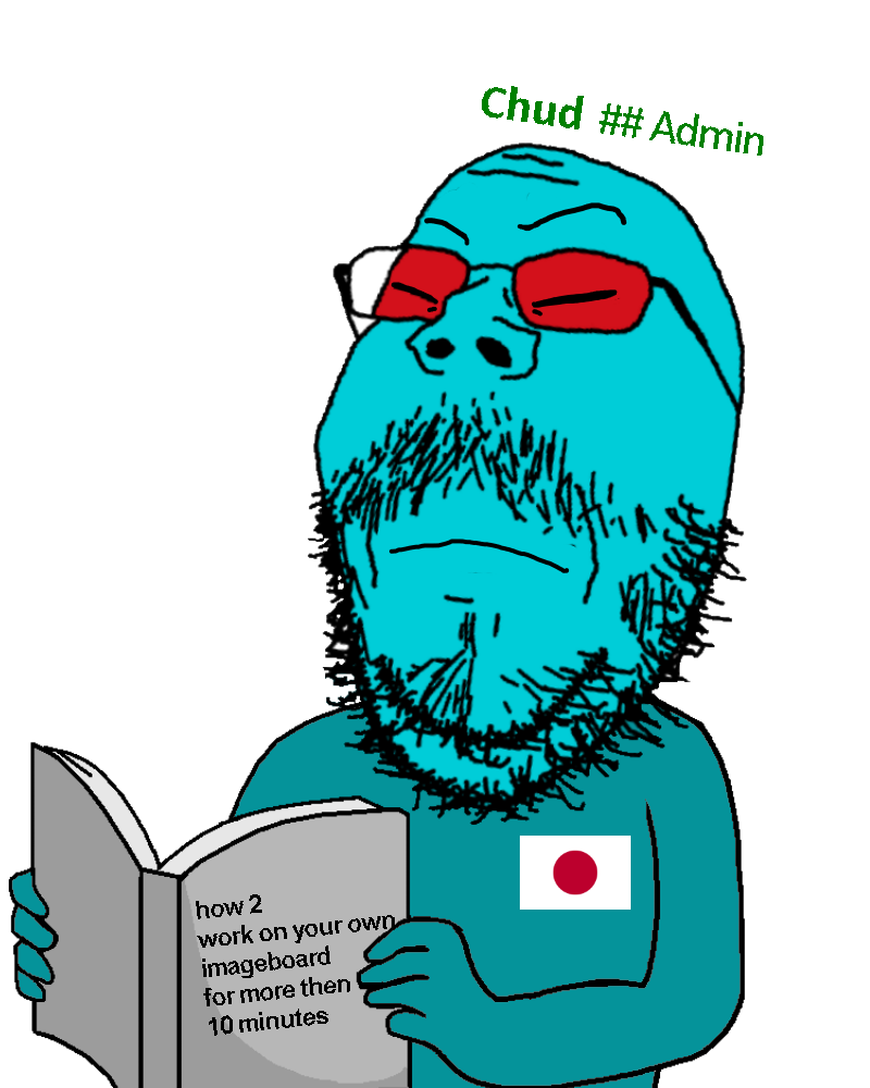 gapejak, mustached gapejak, beard, blue skin, body, book, closed eyes, closed mouth, glasses, mustache