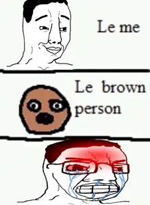 chudjak, angry, bloodshot eyes, blush, brown skin, chud, closed mouth, comic, crying, glasses
