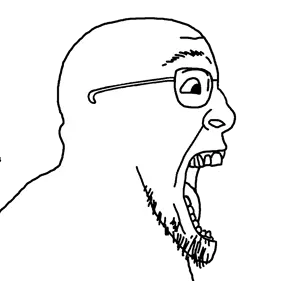 bernd, bernd side, sidejaks, bald, beard, glasses, open mouth, side view, soyjak, stubble