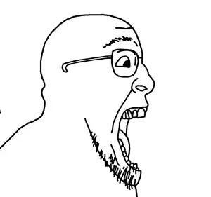 bernd, bernd side, sidejaks, bald, beard, glasses, open mouth, side view, soyjak, stubble