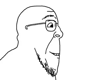 bernd, bernd side, sidejaks, bald, beard, closed mouth, glasses, side view, smile, soyjak