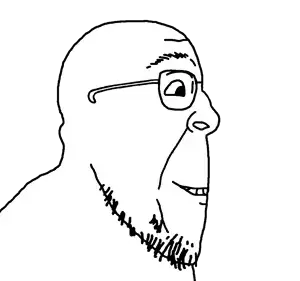 bernd, bernd side, sidejaks, bald, beard, closed mouth, glasses, side view, smile, soyjak