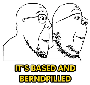 bernd, gapejak, bernd side, gapejak side, it's based and christpilled, bald, beard, closed mouth, glasses, side view