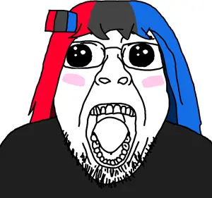 soysuba, bernd, oh my god she is so attractive, black shirt, blush, female, glasses, hair, heterochromia, looking at you