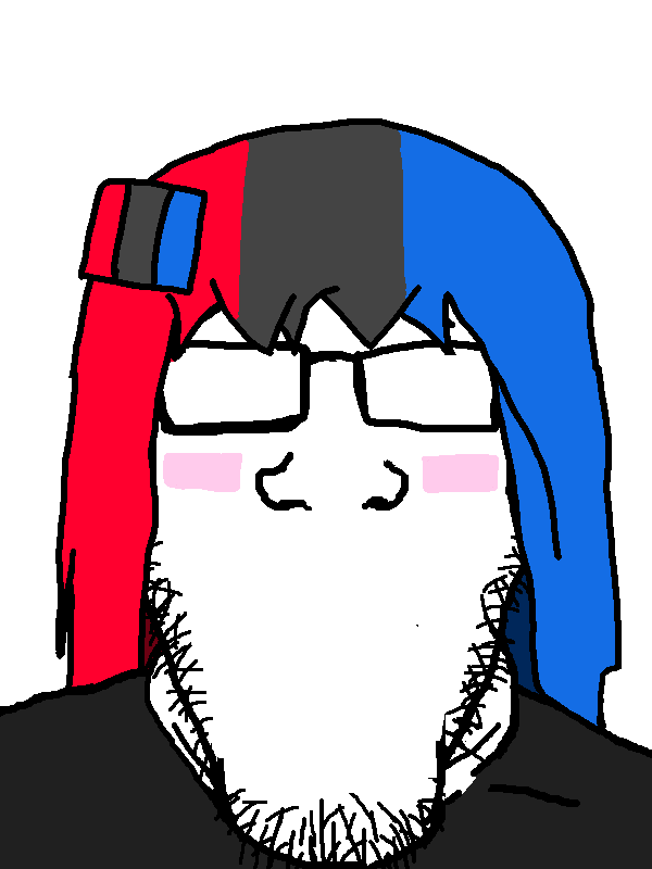 soysuba, markiplier soyjak, neutralplier, black shirt, blush, faceless, female, glasees, glasses, hair