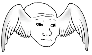 wojak, angel, feels, head, neutral, nose, religion, transparent background, white skin, wing