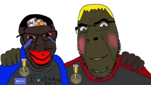 SoyBooru.com - 157099 - 1_year_on_bald_men_with_glasses_website 2soyjaks black_hair black_skin blond bloodshot_eyes blush brown_troonjak cado closed_mouth crying deformed discord distorted doll flag_nazi_germany freckles froot giggly_go (1).png