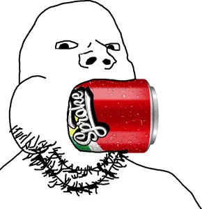 gapejak, bald, can, looking at you, no glasses, soda, soyjak, sproke, stubble, white background
