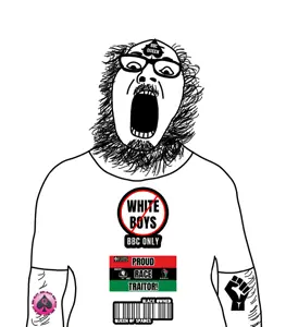 ignatius, arm, beard, clothes, flag, glasses, kris kane, looking down, mustache, open mouth
