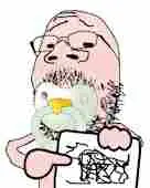 gapejak, babyjak, mustached gapejak, babyjak, arm, baby, fact, glasses, holding object, holding sign