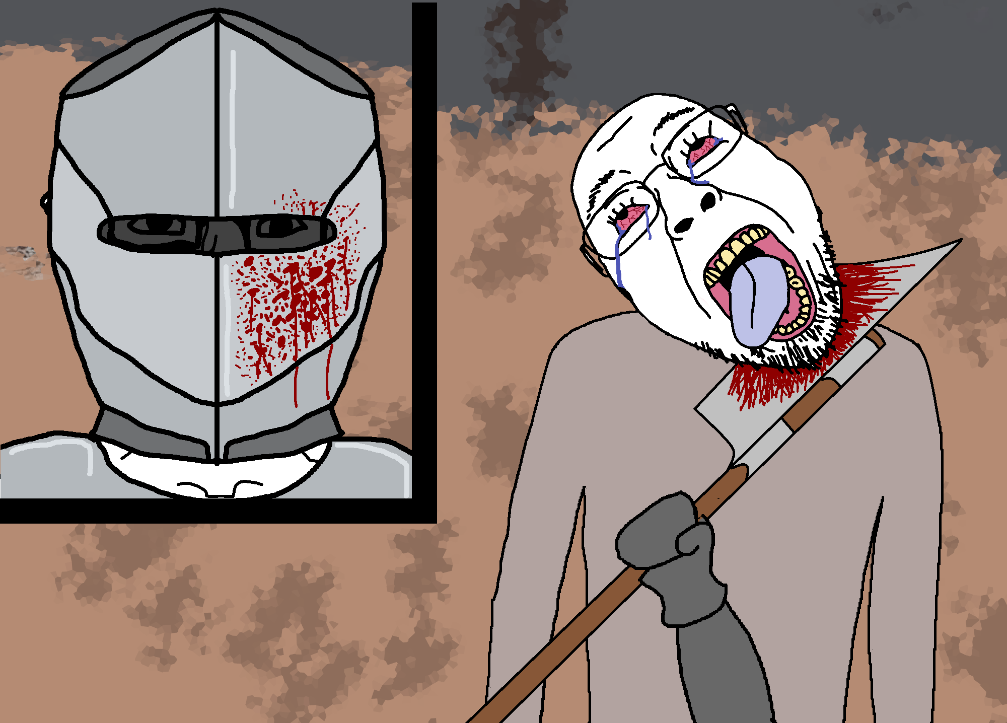 bernd, chudjak, chudjak front, hanging troonjak, troonjak, ack, armet, armor, beheaded, blood