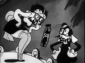 disneyjak, unknown, black and white, bottle, cartoon, disney, drink, eyes, glasses, public domain