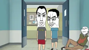 chudjak, gapejak, chuddy, 3soyjaks, beavis and butthead, glasses, soyjak, stubble, thrembo