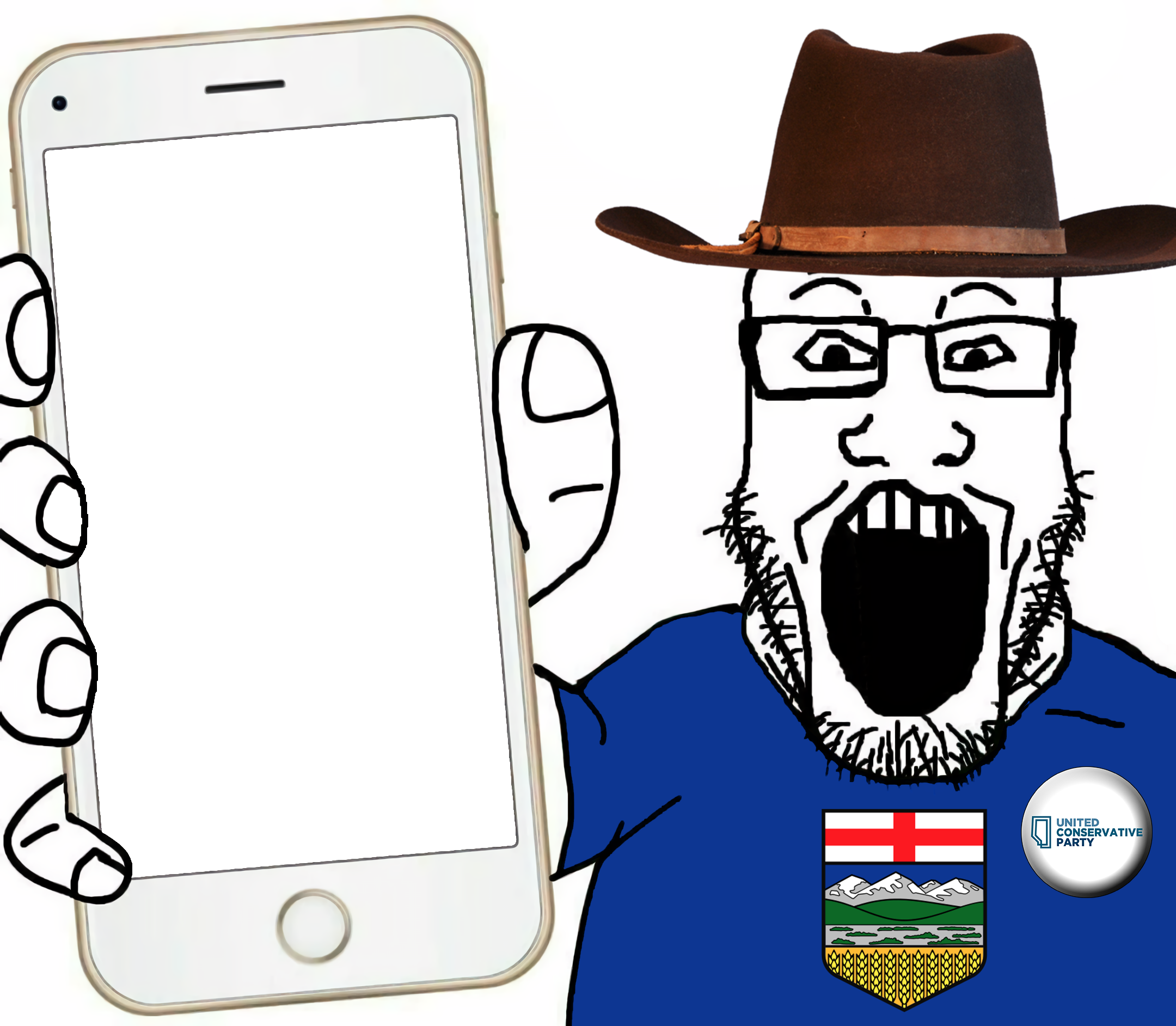 markiplier soyjak, phoneplier vertical, showing phone, alberta, arm, canada, clothes, conservative, country, cross