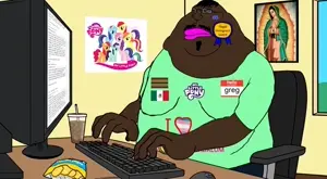 sitting on a computer and then getting angry and destroying the _.mp4