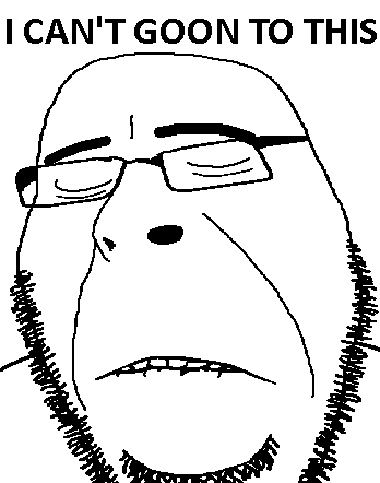 cobson, hornyson, remastered soyjaks, 1soyjak, bald, biting lip, black text, closed eyes, english text, glasses