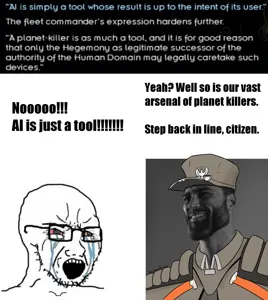gigachad, cryboy soyjak, soyak, clothes, crying, glasses, hat, hegemony, stubble, text
