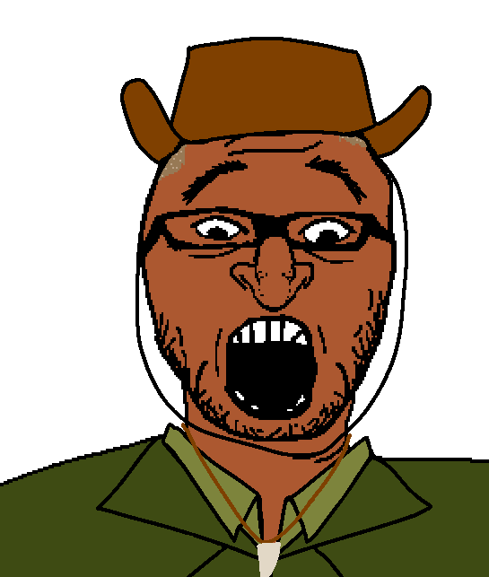 australian shitposter, shabbos soy, australia, balding, big nose, blonde hair, brown skin, bruce, clothes, cowboy hat