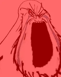 soyak, anger, angry, bald, bloodshot eyes, crying, distorted, eyebrows, gaping mouth, glasses