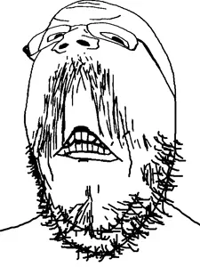 gapejak, mustached gapejak, angry, bald, closed mouth, distorted, forehead lines, glasses, looking at you, mustache