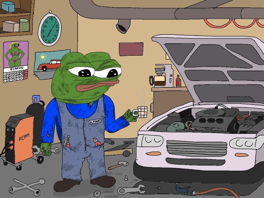 apu, pepe, 2frogs, amphibian, animal, bikini, blonde hair, breasts, calendar, car
